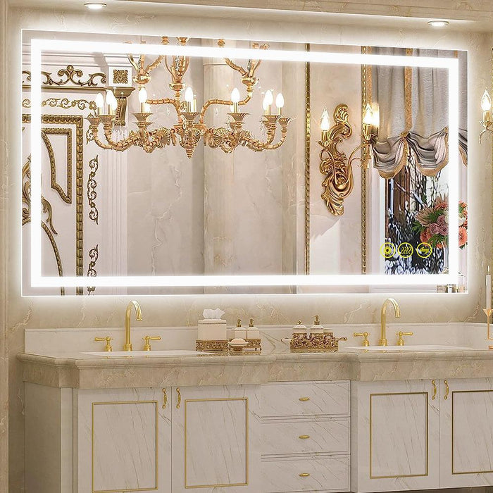 GlareGuard Rectangular Anti-Fog Dimmable Backlit LED Bathroom Vanity Mirror - Sweatfully