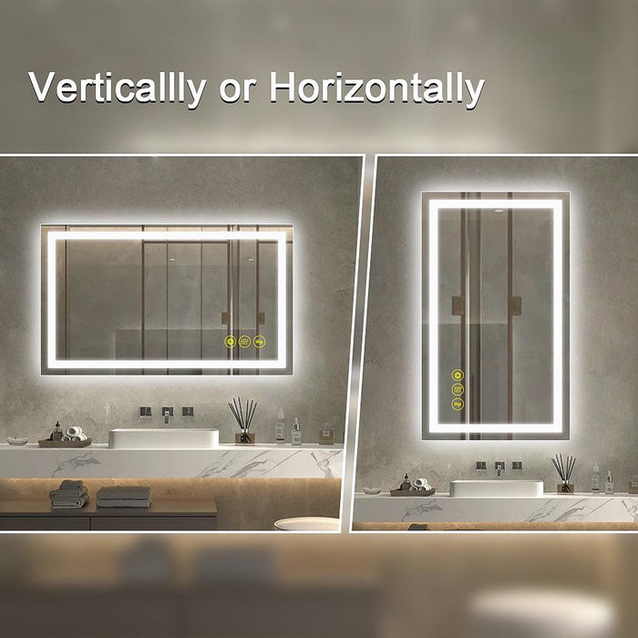 GlareGuard Rectangular Anti-Fog Dimmable Backlit LED Bathroom Vanity Mirror - Sweatfully