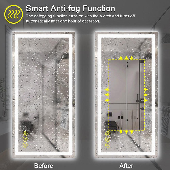 GlareGuard Rectangular Anti-Fog Dimmable Backlit LED Bathroom Vanity Mirror - Sweatfully
