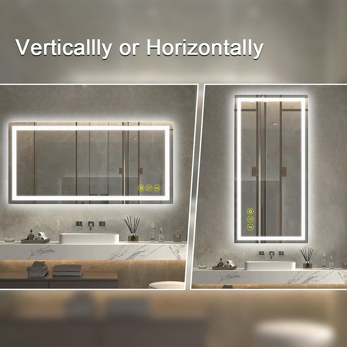 GlareGuard Rectangular Anti-Fog Dimmable Backlit LED Bathroom Vanity Mirror - Sweatfully