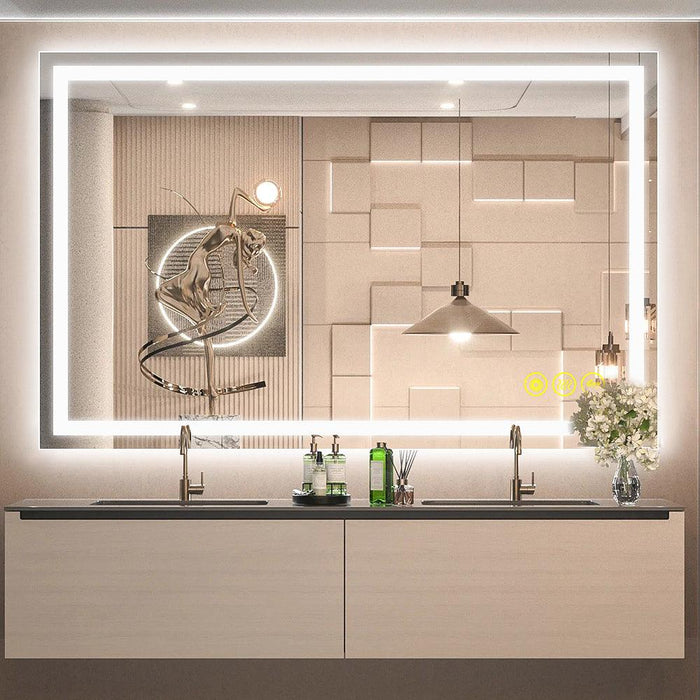 GlareGuard Rectangular Anti-Fog Dimmable Backlit LED Bathroom Vanity Mirror - Sweatfully