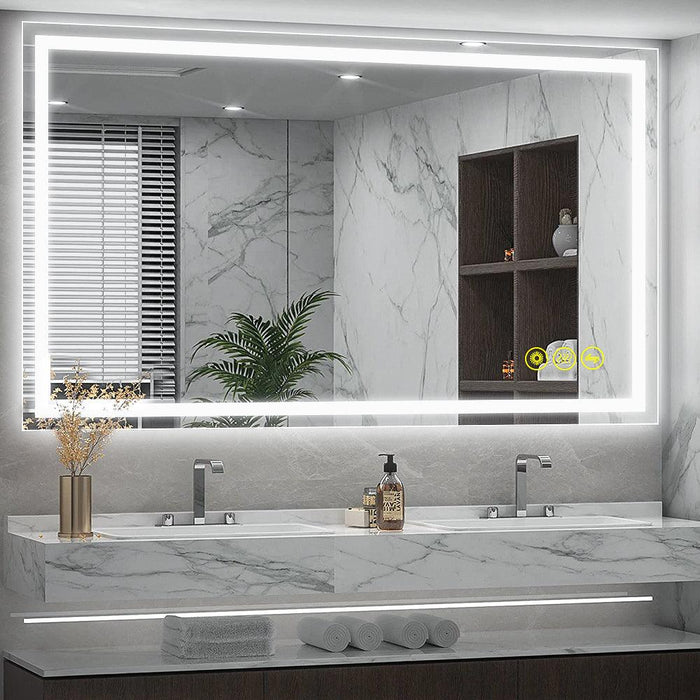 GlareGuard Rectangular Anti-Fog Dimmable Backlit LED Bathroom Vanity Mirror - Sweatfully