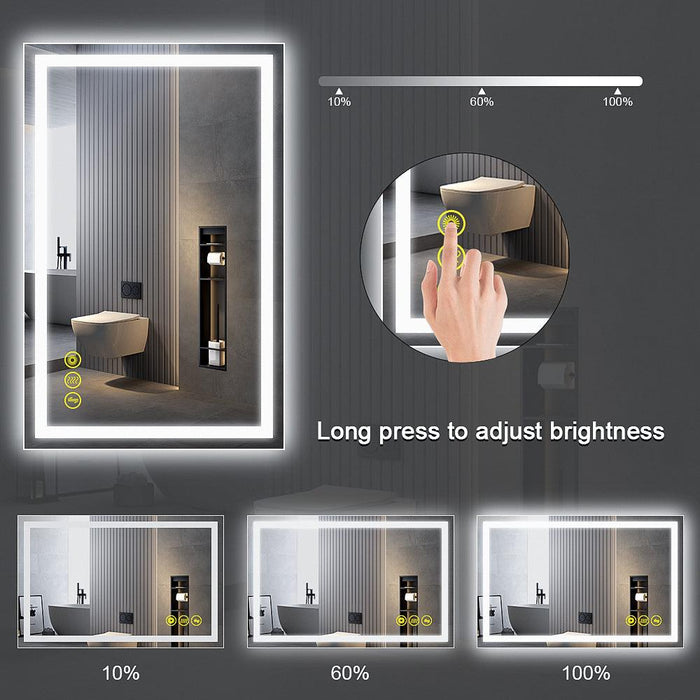 GlareGuard Rectangular Anti-Fog Dimmable Backlit LED Bathroom Vanity Mirror - Sweatfully