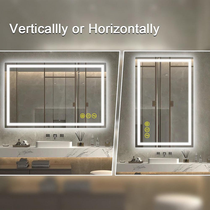 GlareGuard Rectangular Anti-Fog Dimmable Backlit LED Bathroom Vanity Mirror - Sweatfully