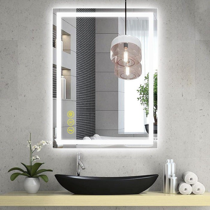 GlareGuard Rectangular Anti-Fog Dimmable Backlit LED Bathroom Vanity Mirror - Sweatfully