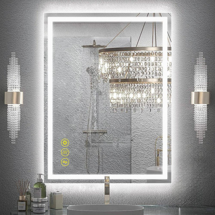 GlareGuard Rectangular Anti-Fog Dimmable Backlit LED Bathroom Vanity Mirror - Sweatfully