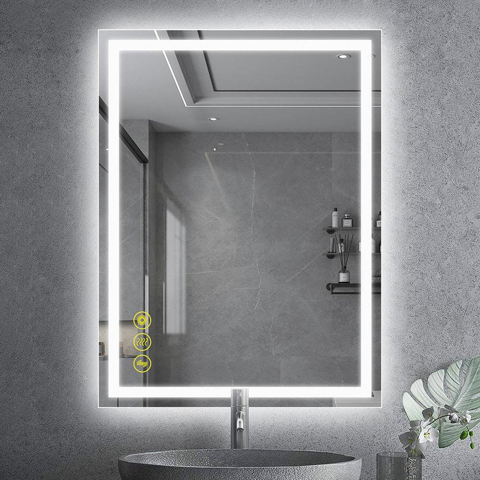 GlareGuard Rectangular Anti-Fog Dimmable Backlit LED Bathroom Vanity Mirror - Sweatfully