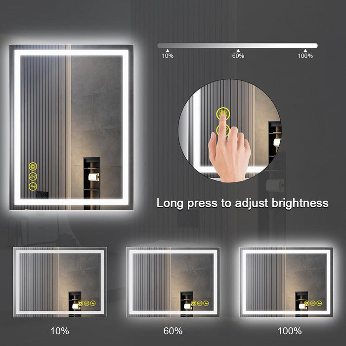 GlareGuard Rectangular Anti-Fog Dimmable Backlit LED Bathroom Vanity Mirror - Sweatfully