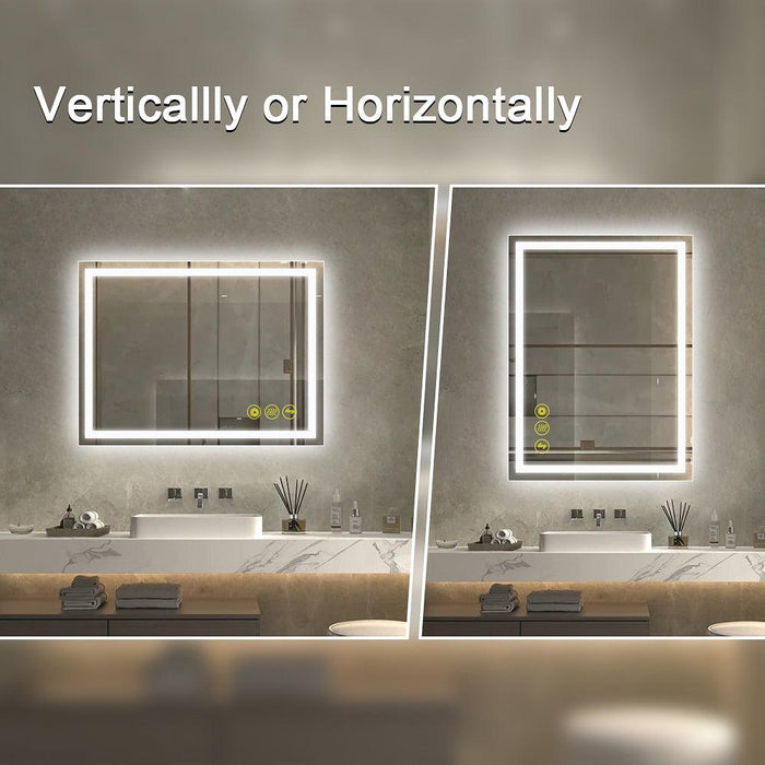 GlareGuard Rectangular Anti-Fog Dimmable Backlit LED Bathroom Vanity Mirror - Sweatfully