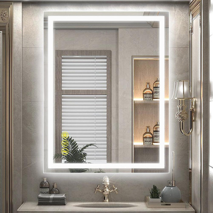 GlareGuard Rectangular Anti-Fog Dimmable Backlit LED Bathroom Vanity Mirror - Sweatfully