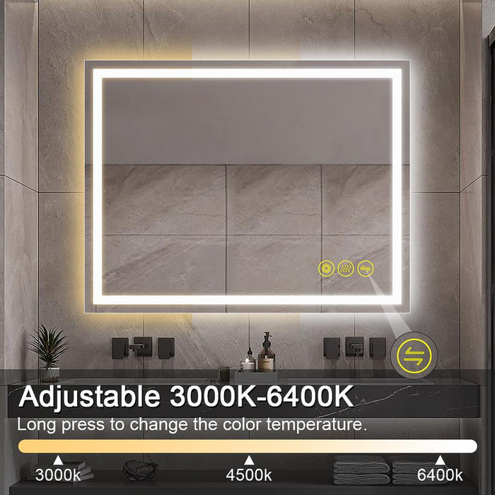 GlareGuard Rectangular Anti-Fog Dimmable Backlit LED Bathroom Vanity Mirror - Sweatfully