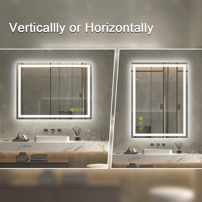 GlareGuard Rectangular Anti-Fog Dimmable Backlit LED Bathroom Vanity Mirror - Sweatfully