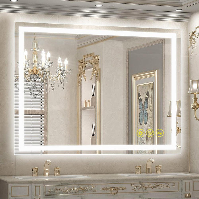 GlareGuard Rectangular Anti-Fog Dimmable Backlit LED Bathroom Vanity Mirror - Sweatfully