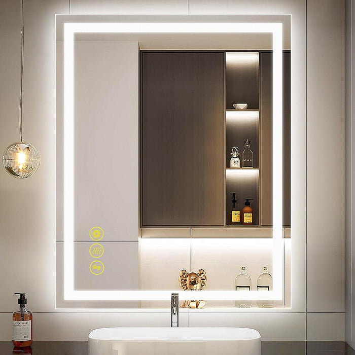 GlareGuard Rectangular Anti-Fog Dimmable Backlit LED Bathroom Vanity Mirror - Sweatfully