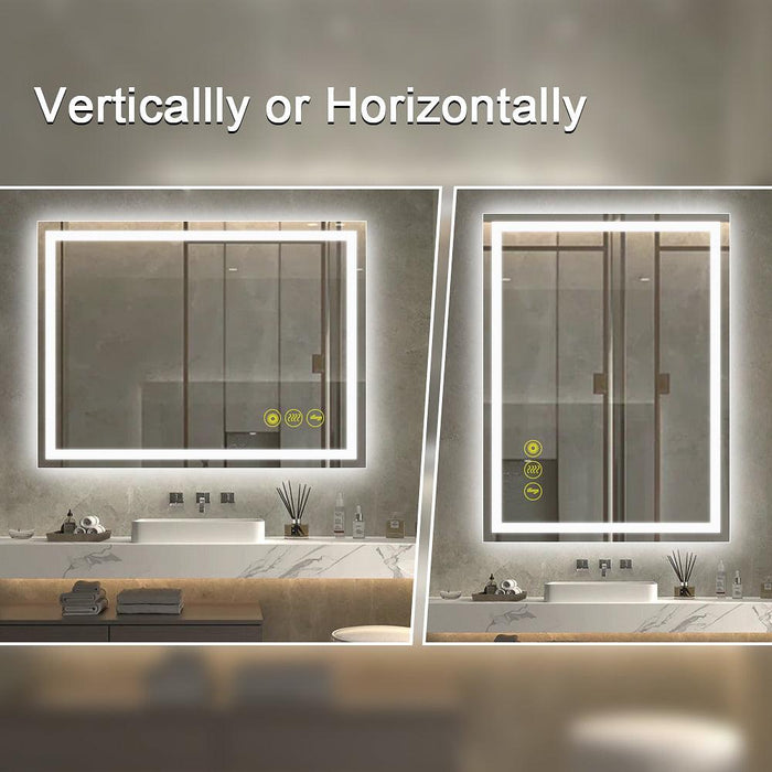 GlareGuard Rectangular Anti-Fog Dimmable Backlit LED Bathroom Vanity Mirror - Sweatfully