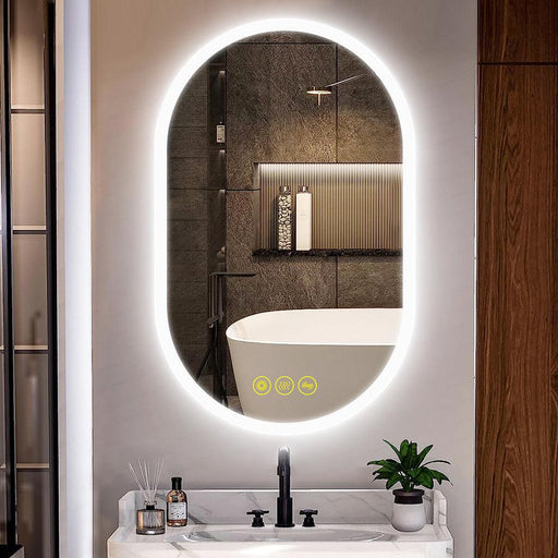 BrightView Oval Frameless LED Anti-Fog Dimmable Bathroom Vanity Mirror - Sweatfully