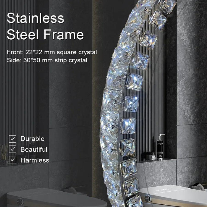 Sparkle Vision round 24 in LED Wall-Mounted Frameless Bathroom Vanity Mirror with Anti-Fog,Smart Dimmable and 3 LED Color - Sweatfully