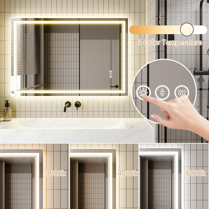 GlareGuard Anti-Fog Bathroom Dimmable Led Mirror Backlit Illuminated Mirror Touch Switch - Sweatfully