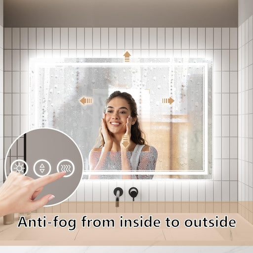 GlareGuard Anti-Fog Bathroom Dimmable Led Mirror Backlit Illuminated Mirror Touch Switch - Sweatfully