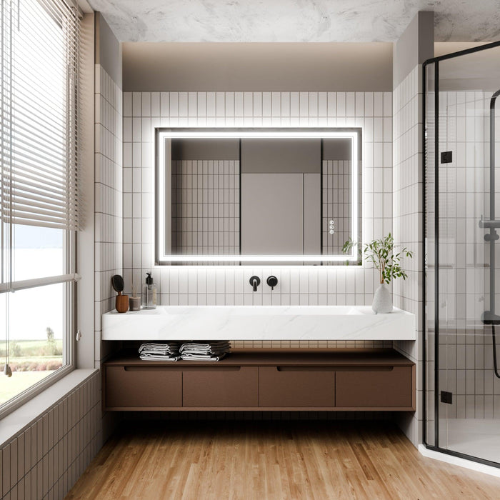 GlareGuard Anti-Fog Bathroom Dimmable Led Mirror Backlit Illuminated Mirror Touch Switch - Sweatfully