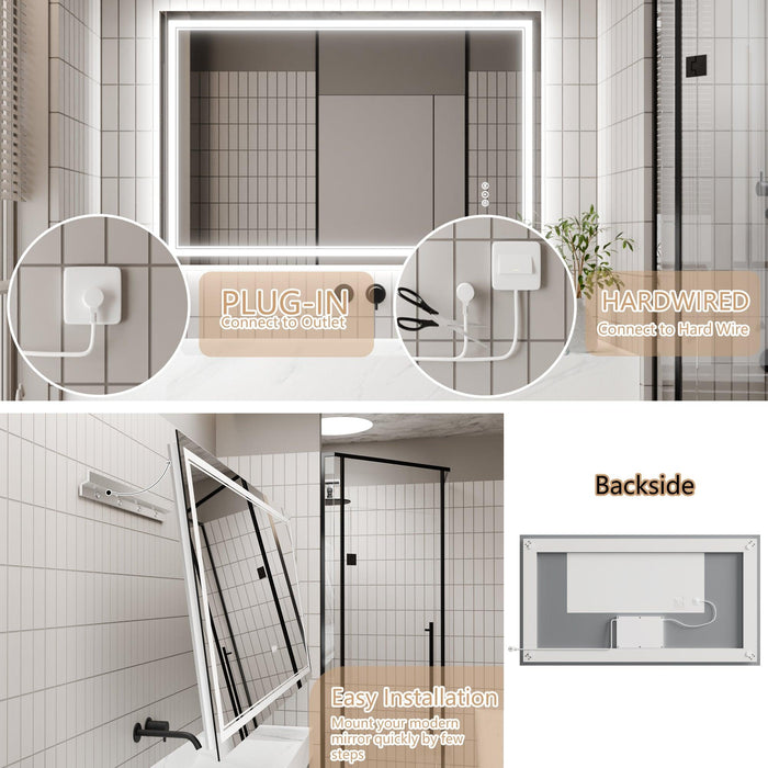 GlareGuard Anti-Fog Bathroom Dimmable Led Mirror Backlit Illuminated Mirror Touch Switch - Sweatfully