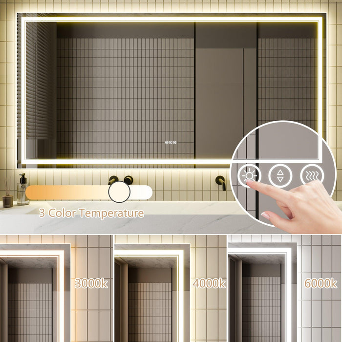 GlareGuard Anti-Fog Bathroom Dimmable Led Mirror Backlit Illuminated Mirror Touch Switch - Sweatfully