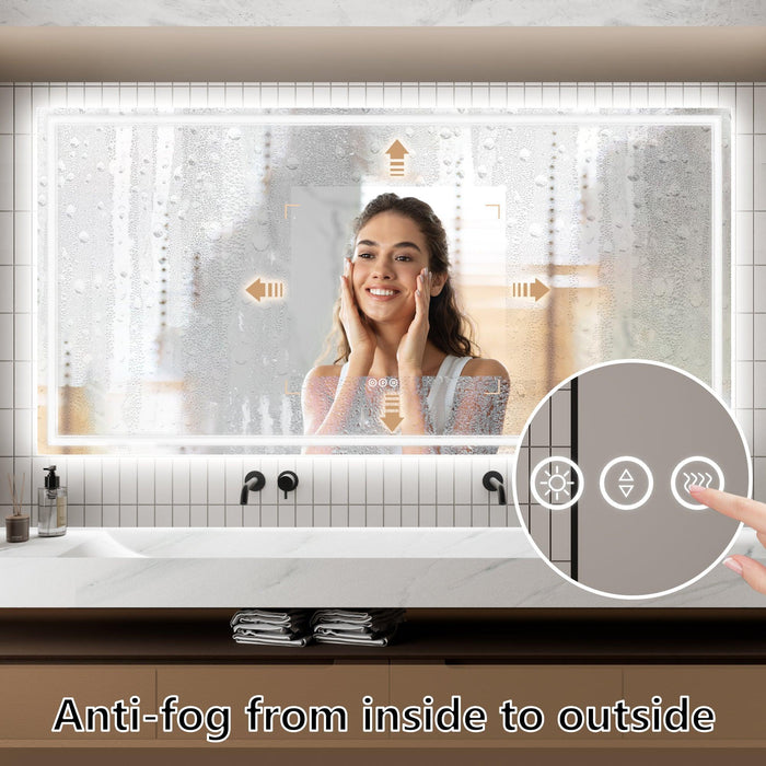 GlareGuard Anti-Fog Bathroom Dimmable Led Mirror Backlit Illuminated Mirror Touch Switch - Sweatfully
