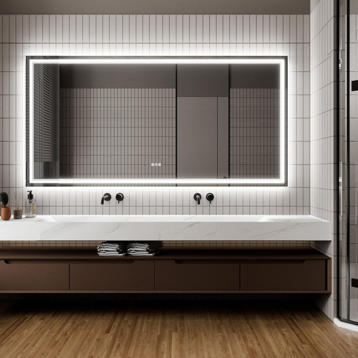 GlareGuard Anti-Fog Bathroom Dimmable Led Mirror Backlit Illuminated Mirror Touch Switch - Sweatfully