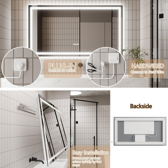 GlareGuard Anti-Fog Bathroom Dimmable Led Mirror Backlit Illuminated Mirror Touch Switch - Sweatfully
