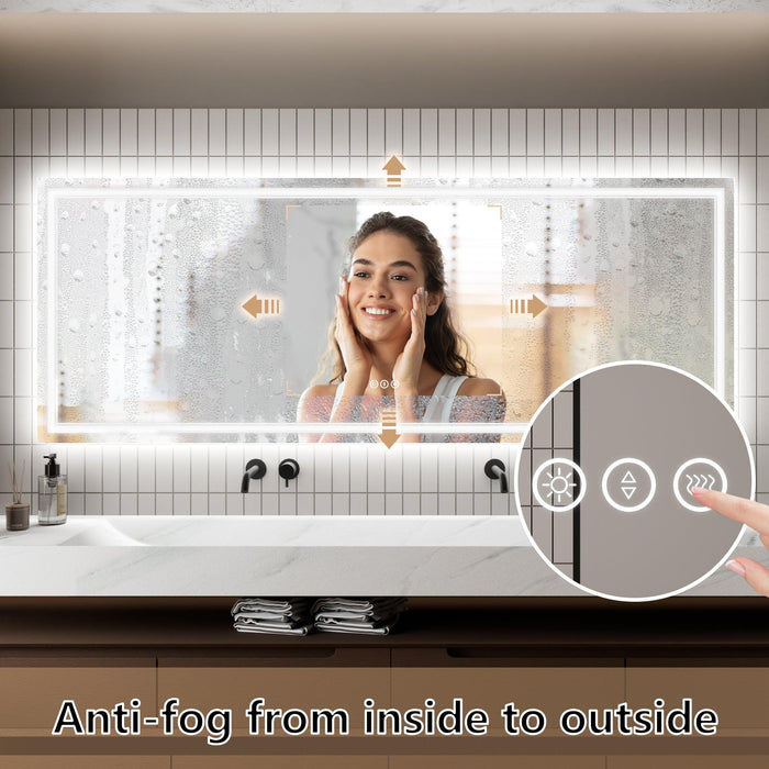 GlareGuard Anti-Fog Bathroom Dimmable Led Mirror Backlit Illuminated Mirror Touch Switch - Sweatfully