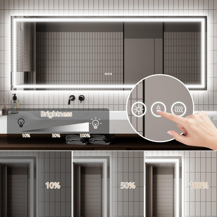GlareGuard Anti-Fog Bathroom Dimmable Led Mirror Backlit Illuminated Mirror Touch Switch - Sweatfully