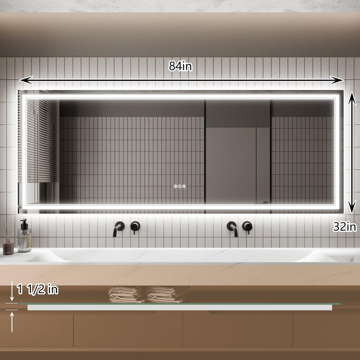 GlareGuard Anti-Fog Bathroom Dimmable Led Mirror Backlit Illuminated Mirror Touch Switch - Sweatfully