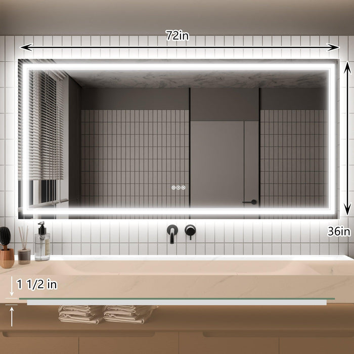 GlareGuard Anti-Fog Bathroom Dimmable Led Mirror Backlit Illuminated Mirror Touch Switch - Sweatfully