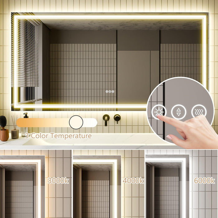 GlareGuard Anti-Fog Bathroom Dimmable Led Mirror Backlit Illuminated Mirror Touch Switch - Sweatfully