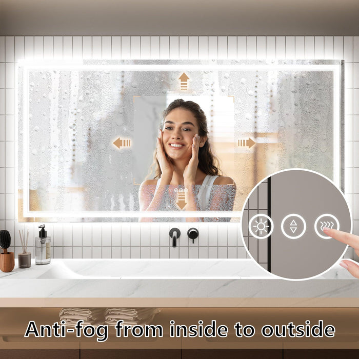 GlareGuard Anti-Fog Bathroom Dimmable Led Mirror Backlit Illuminated Mirror Touch Switch - Sweatfully