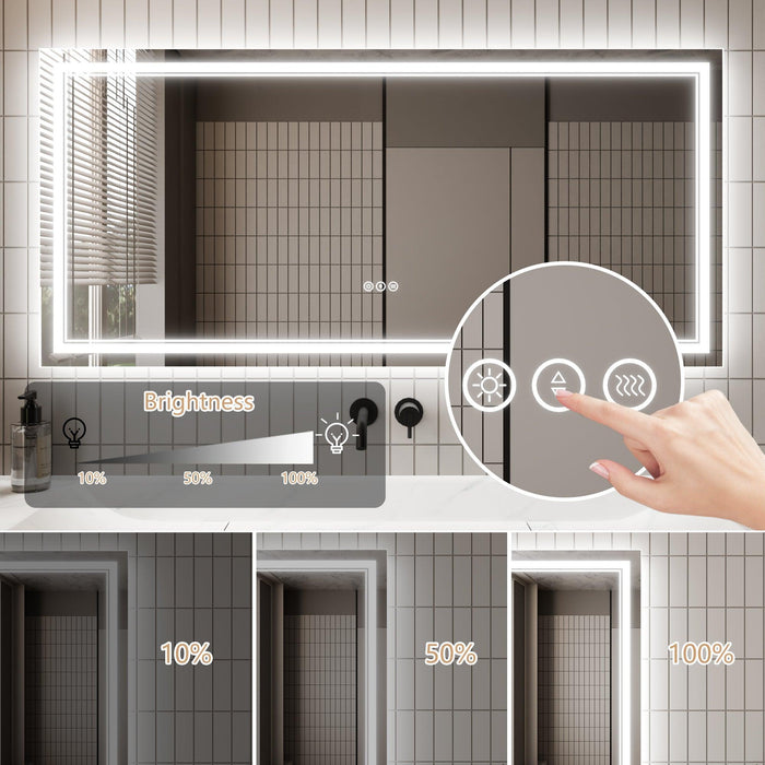 GlareGuard Anti-Fog Bathroom Dimmable Led Mirror Backlit Illuminated Mirror Touch Switch - Sweatfully