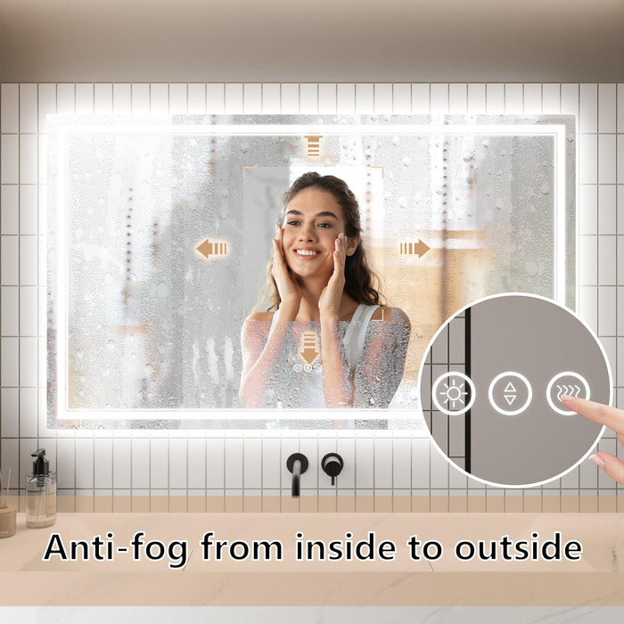 GlareGuard Anti-Fog Bathroom Dimmable Led Mirror Backlit Illuminated Mirror Touch Switch - Sweatfully