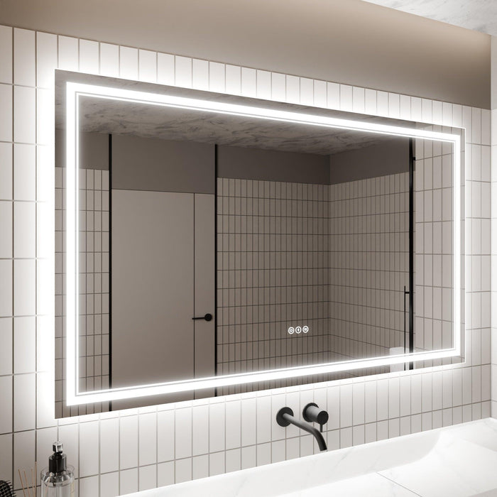 GlareGuard Anti-Fog Bathroom Dimmable Led Mirror Backlit Illuminated Mirror Touch Switch - Sweatfully