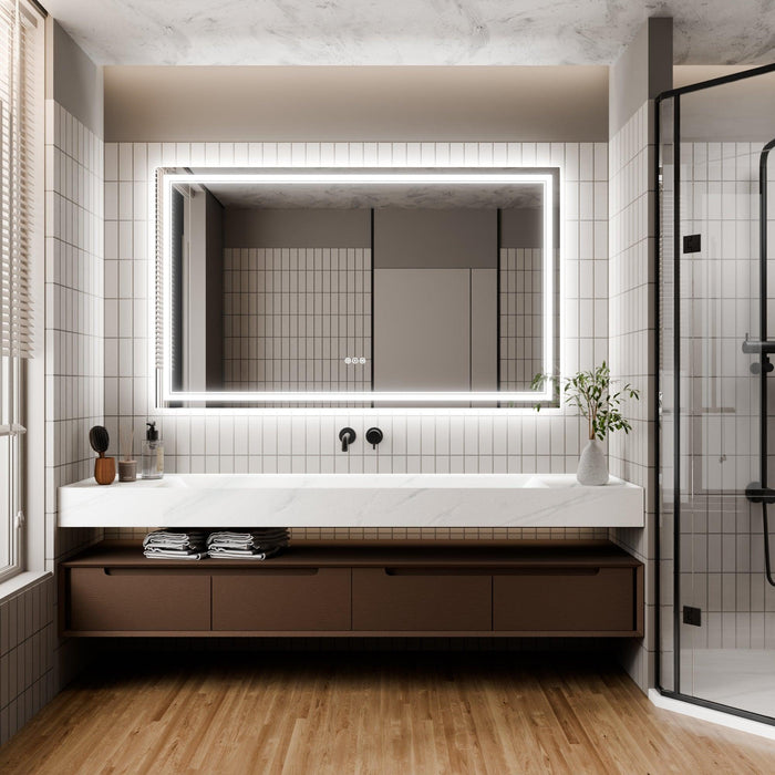 GlareGuard Anti-Fog Bathroom Dimmable Led Mirror Backlit Illuminated Mirror Touch Switch - Sweatfully
