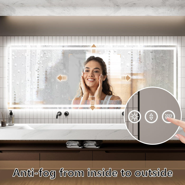 GlareGuard Anti-Fog Bathroom Dimmable Led Mirror Backlit Illuminated Mirror Touch Switch - Sweatfully