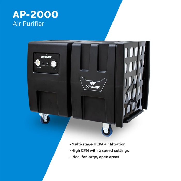 XPOWER Everest Programmable Sanitizing System (PSS) – 2000 CFM HEPA Air Purifier with Digital Timer & IAQ - Sweatfully