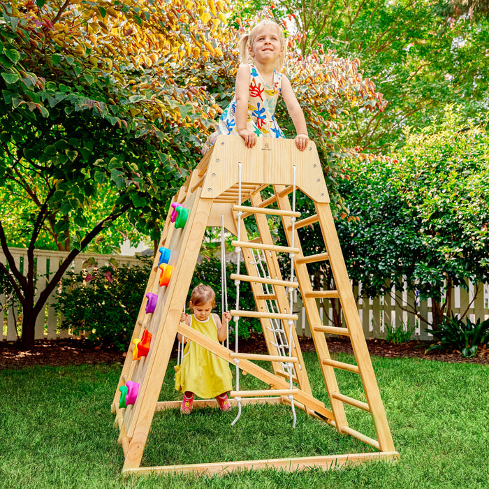 Magnolia 7-in-1 Real Wood Playset | Indoor & Outdoor Climbing Gym for Kids - Sweatfully