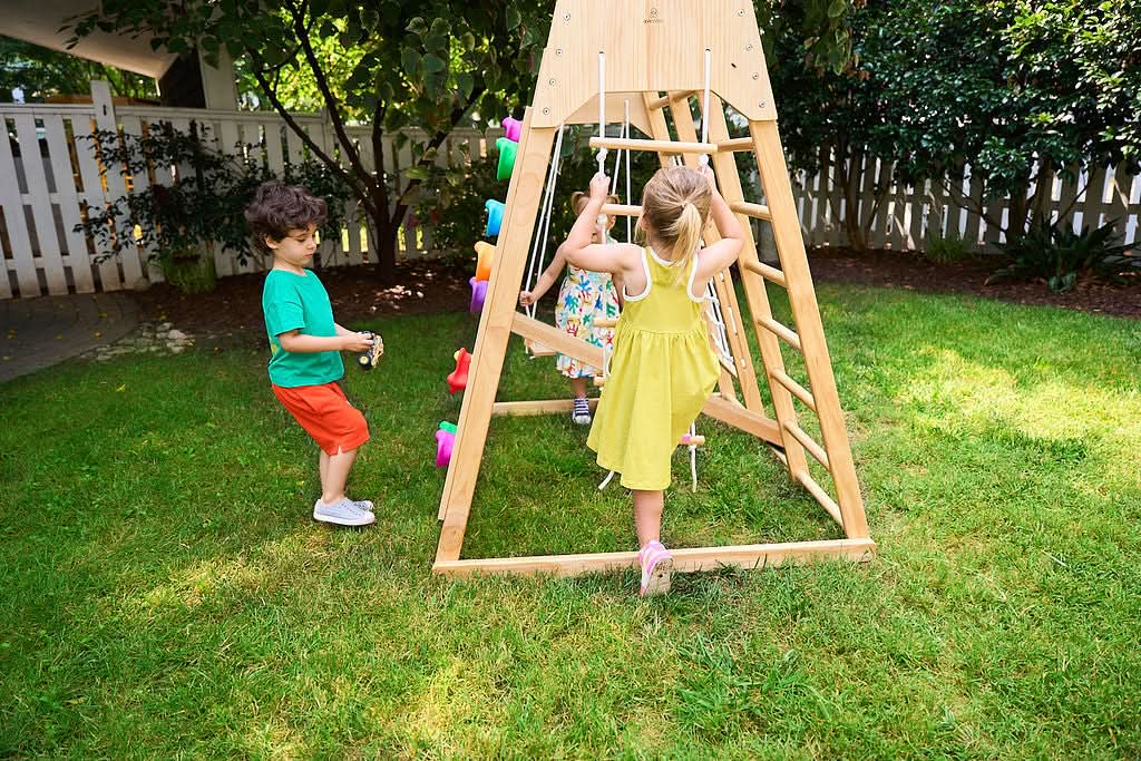 Magnolia 7-in-1 Real Wood Playset | Indoor & Outdoor Climbing Gym for Kids - Sweatfully
