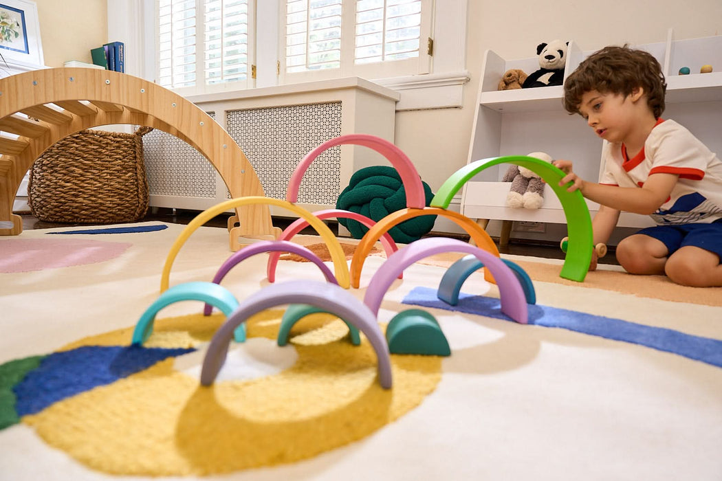 Wooden Rainbow Stacker Blocks - Sweatfully