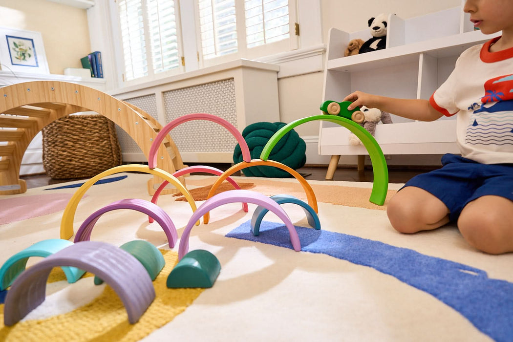 Wooden Rainbow Stacker Blocks - Sweatfully