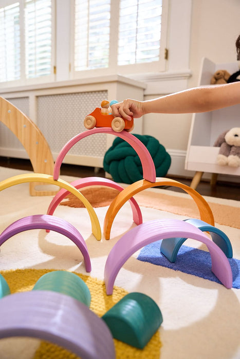 Wooden Rainbow Stacker Blocks - Sweatfully