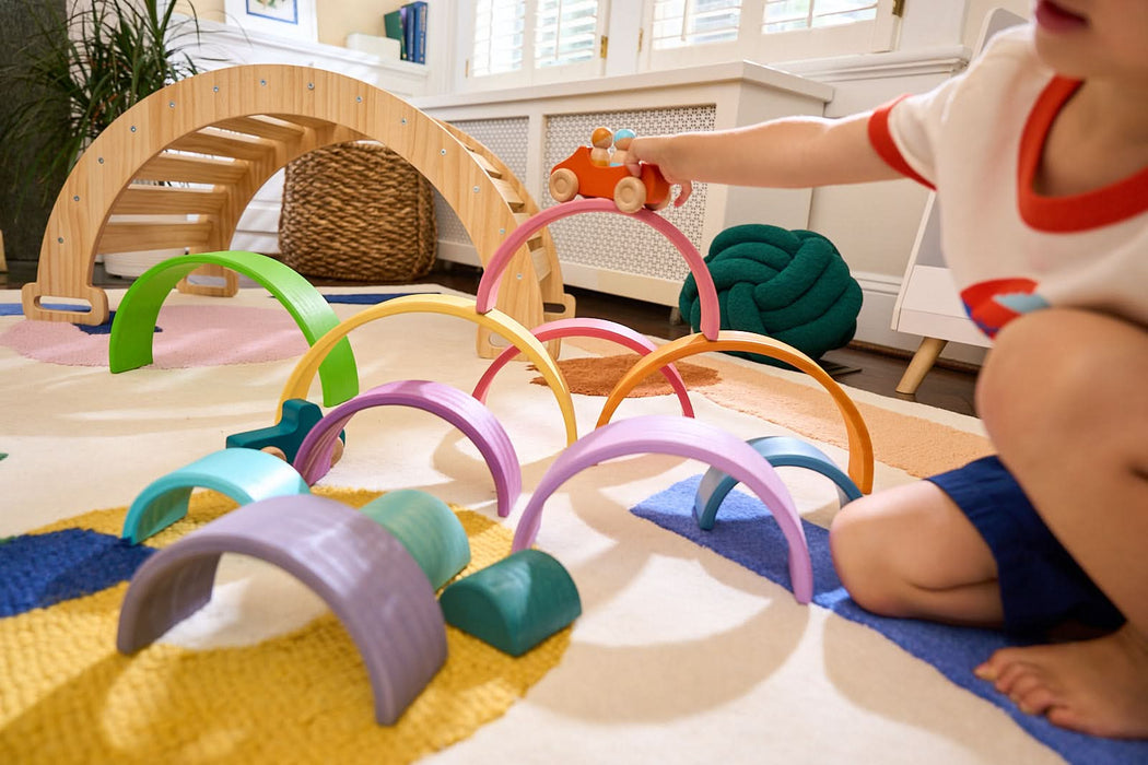 Wooden Rainbow Stacker Blocks - Sweatfully