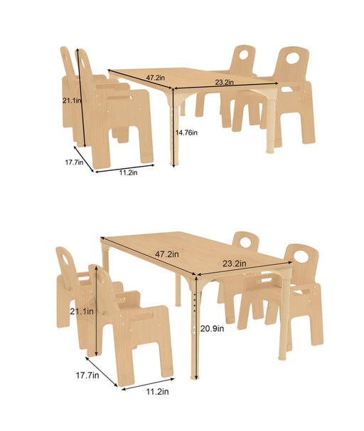 Avenlur Adrian Multi-Height Adjustable Wooden Table and Chairs Set - Montessori Inspired for Toddlers & Kids - Sweatfully