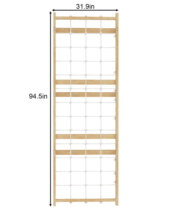 Avenlur Walnut Modular Add-On Rope Wall Panel – Indoor Wooden Climbing Net for Kids | Montessori Jungle Gym Expansion - Sweatfully