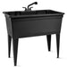 Tehila Freestanding Double-Wide Black Utility Sink with Steel Legs & Black Pull-Out Faucet, Multi-Purpose Heavy-Duty Laundry Tub and Kitchen Sink for Homes & Business - Sweatfully